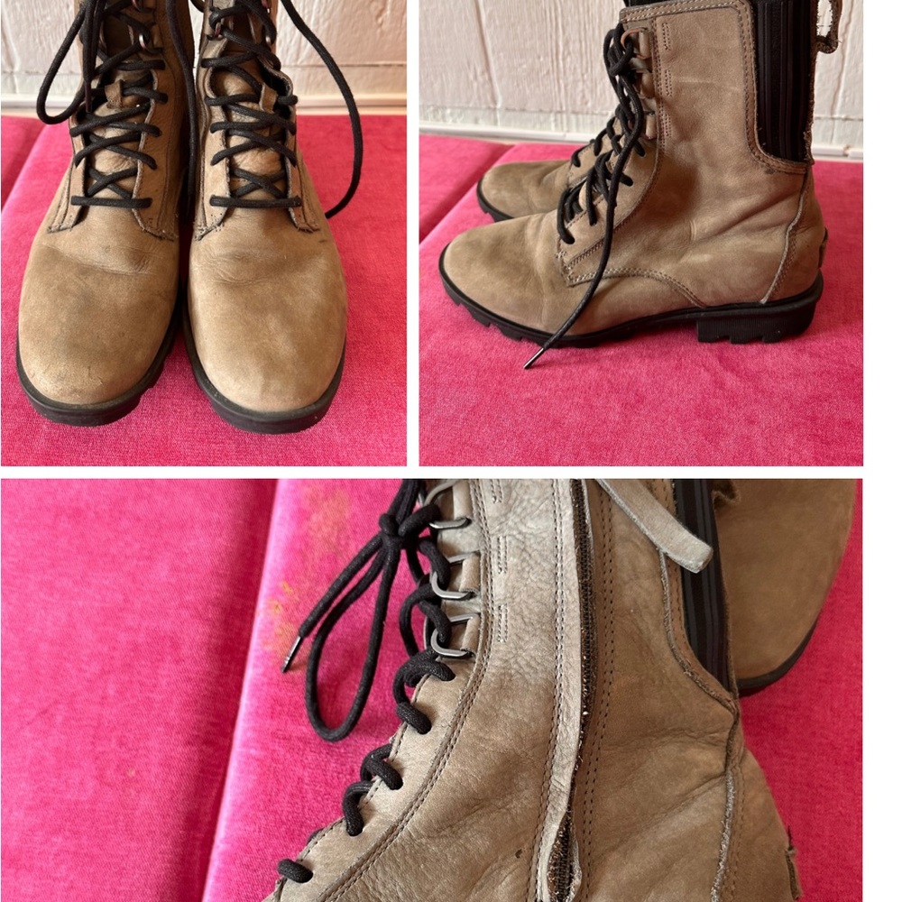 Women's Tan Lace-Up Boots